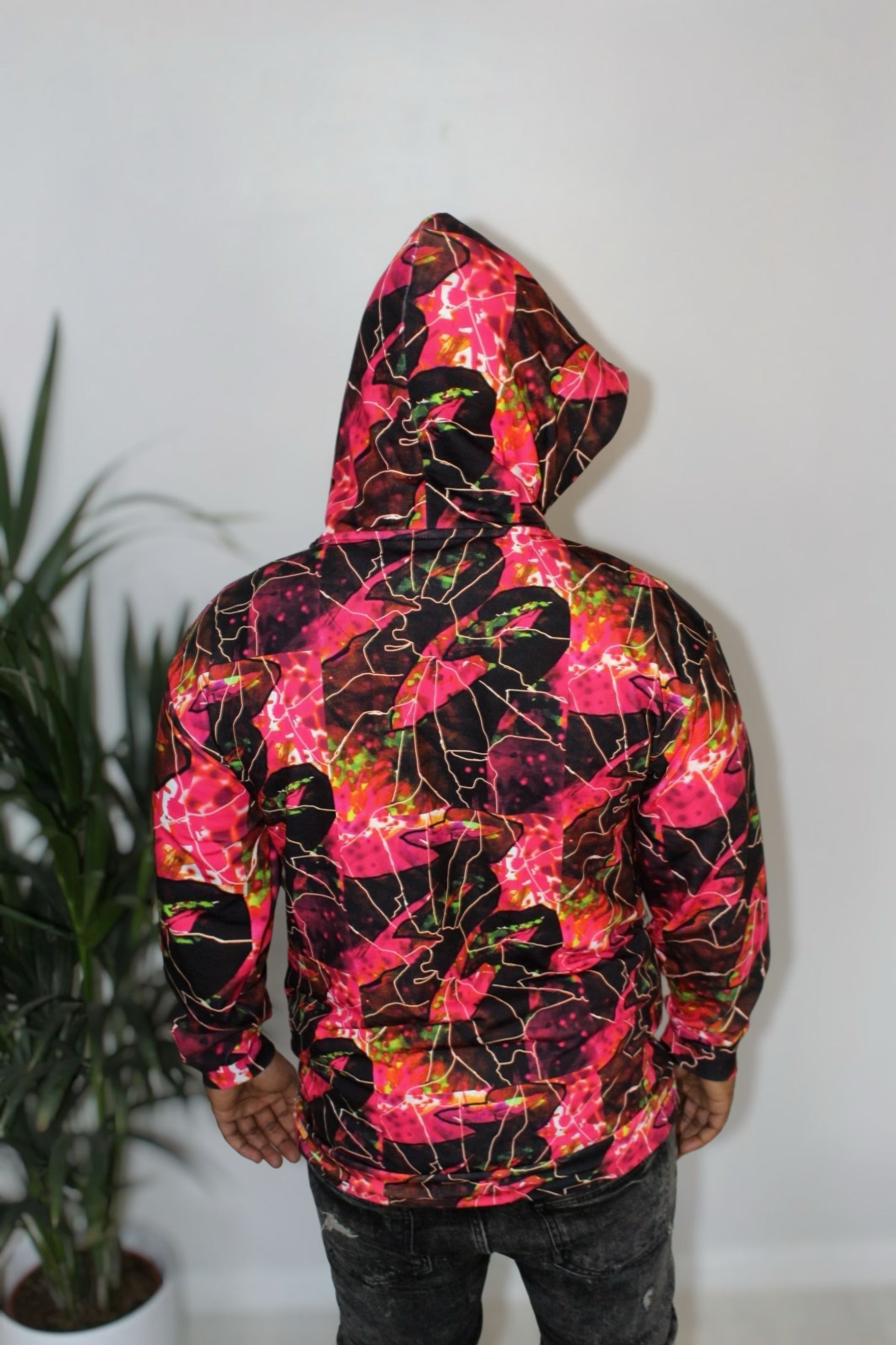 Crimson Peacock Mosaic Men’s Hoodie